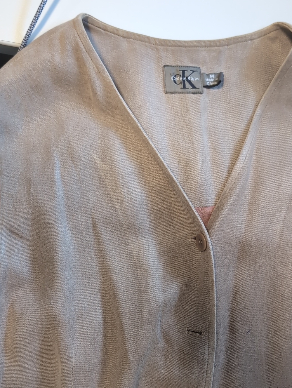 Calvin Klein Vintage Button Front Midi Vest  Quiet Luxury Pockets